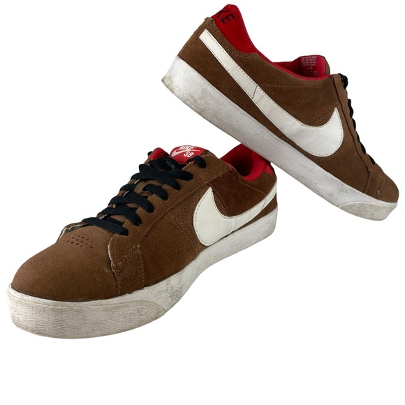 Nike SB Skateboard Blazer Low CS Bison/White/Sport Red Sneaker Skate Shoe Suede - Picture 8 of 16